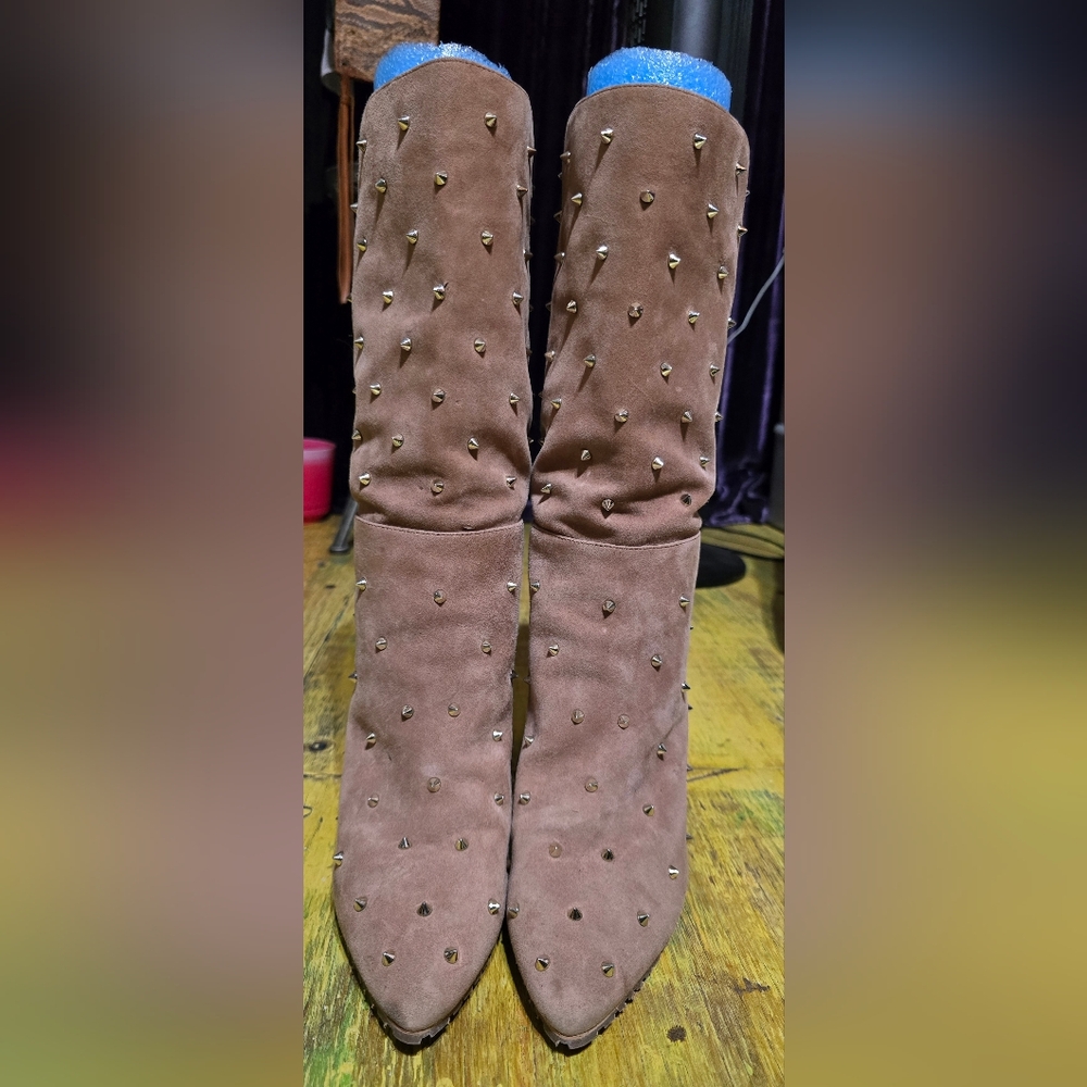 Sam Edeleman Gold Studded Brown Suede Boots